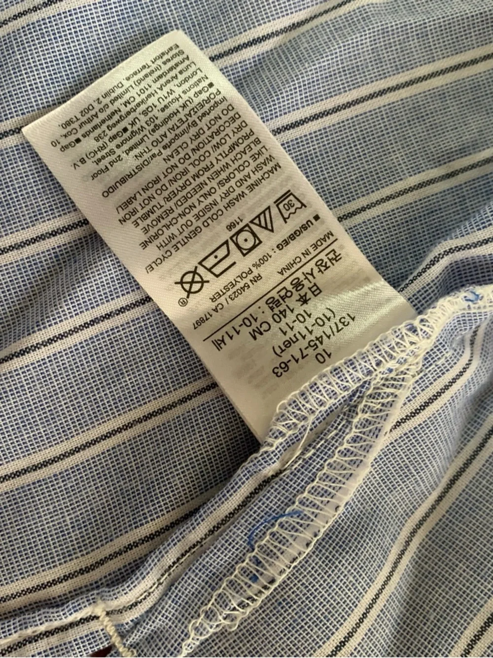 GAP Lightweight Light Blue Striped Short-Sleeve Button-Up Pajama Set- UNISEX